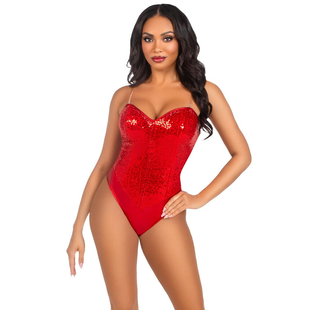 Vibrators, Sex Toy Kits and Sex Toys at Cloud9Adults - Leg Avenue Sequin Boned Bodysuit Red - Buy Sex Toys Online