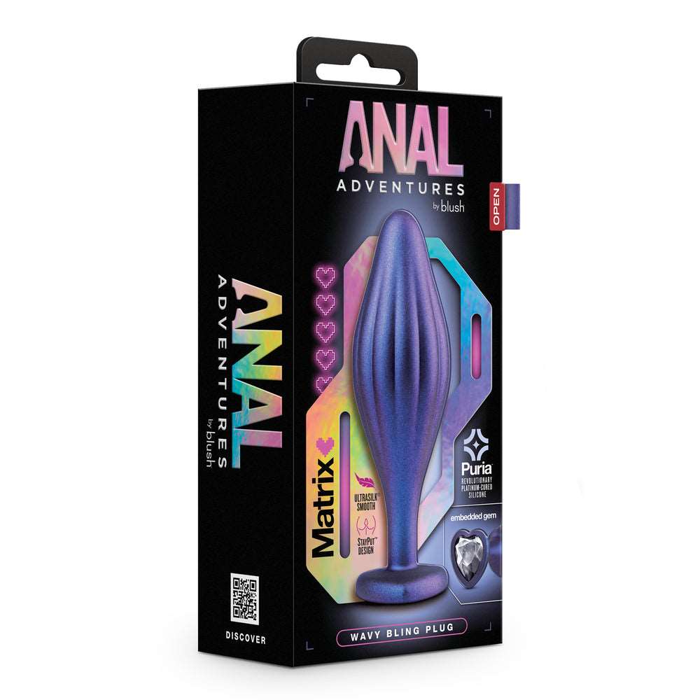 Vibrators, Sex Toy Kits and Sex Toys at Cloud9Adults - Anal Adventures Matrix Wavy Bling Butt Plug - Buy Sex Toys Online