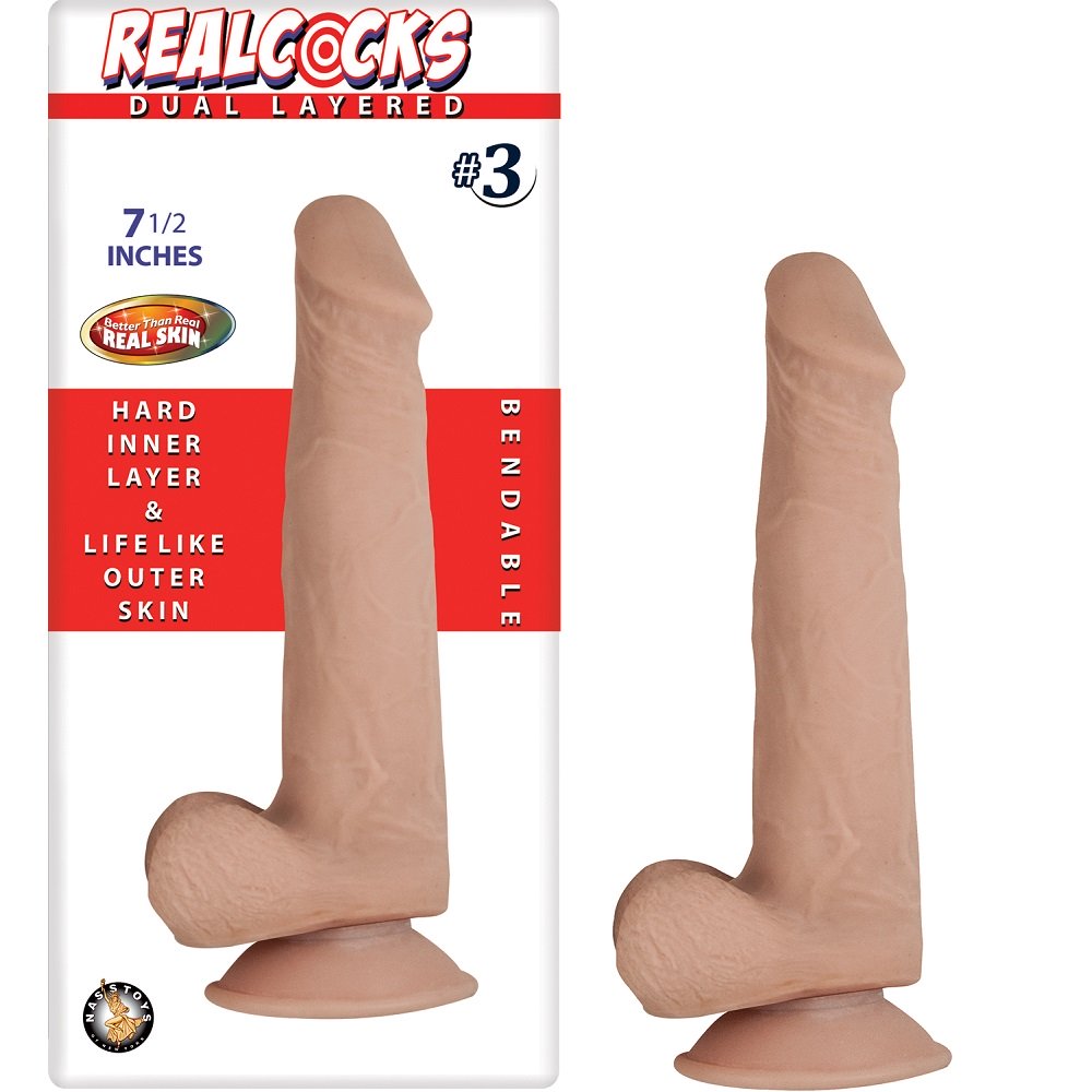 Vibrators, Sex Toy Kits and Sex Toys at Cloud9Adults - RealCocks Dual Layer Bendable Dildo 7.5 Inch Vanilla - Buy Sex Toys Online