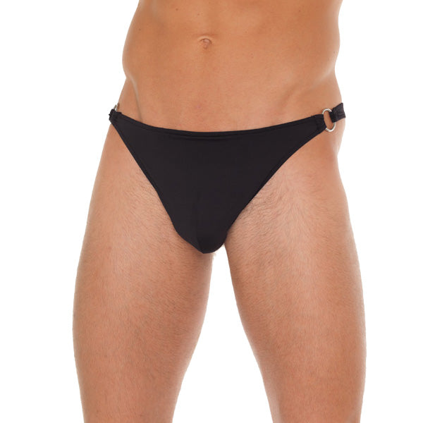 Vibrators, Sex Toy Kits and Sex Toys at Cloud9Adults - Mens Black GString With Metal Hoop Connectors - Buy Sex Toys Online