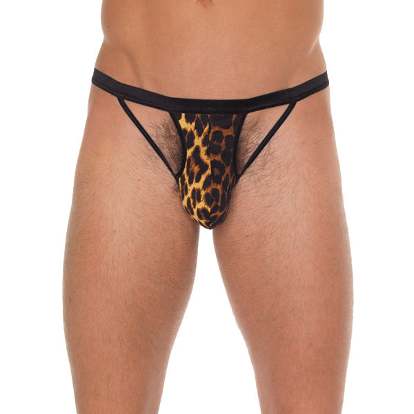 Vibrators, Sex Toy Kits and Sex Toys at Cloud9Adults - Mens Black GString With Black Straps To Animal Print Pouch - Buy Sex Toys Online