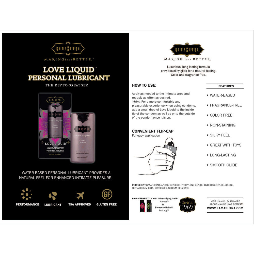 Vibrators, Sex Toy Kits and Sex Toys at Cloud9Adults - Kama Sutra Love Liquid Lubricant 100ml - Buy Sex Toys Online