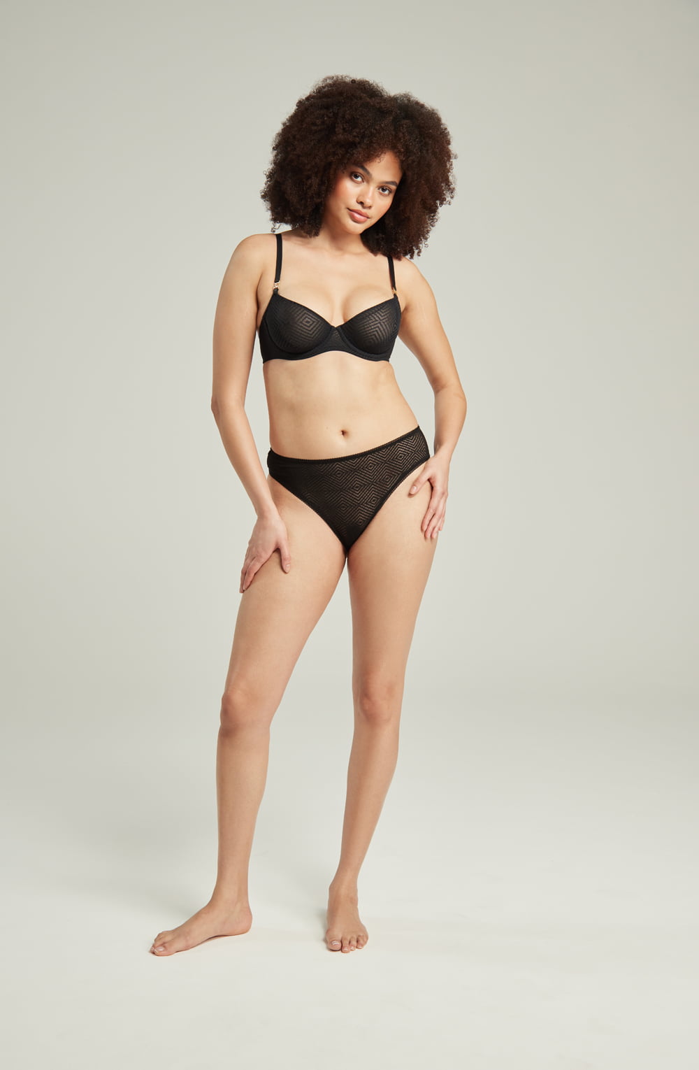 Vibrators, Sex Toy Kits and Sex Toys at Cloud9Adults - The Sheer Deco High Leg Brief Black - Buy Sex Toys Online
