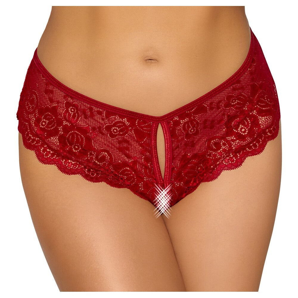 Cottelli Crotchless Panty Red | Cloud9Adults