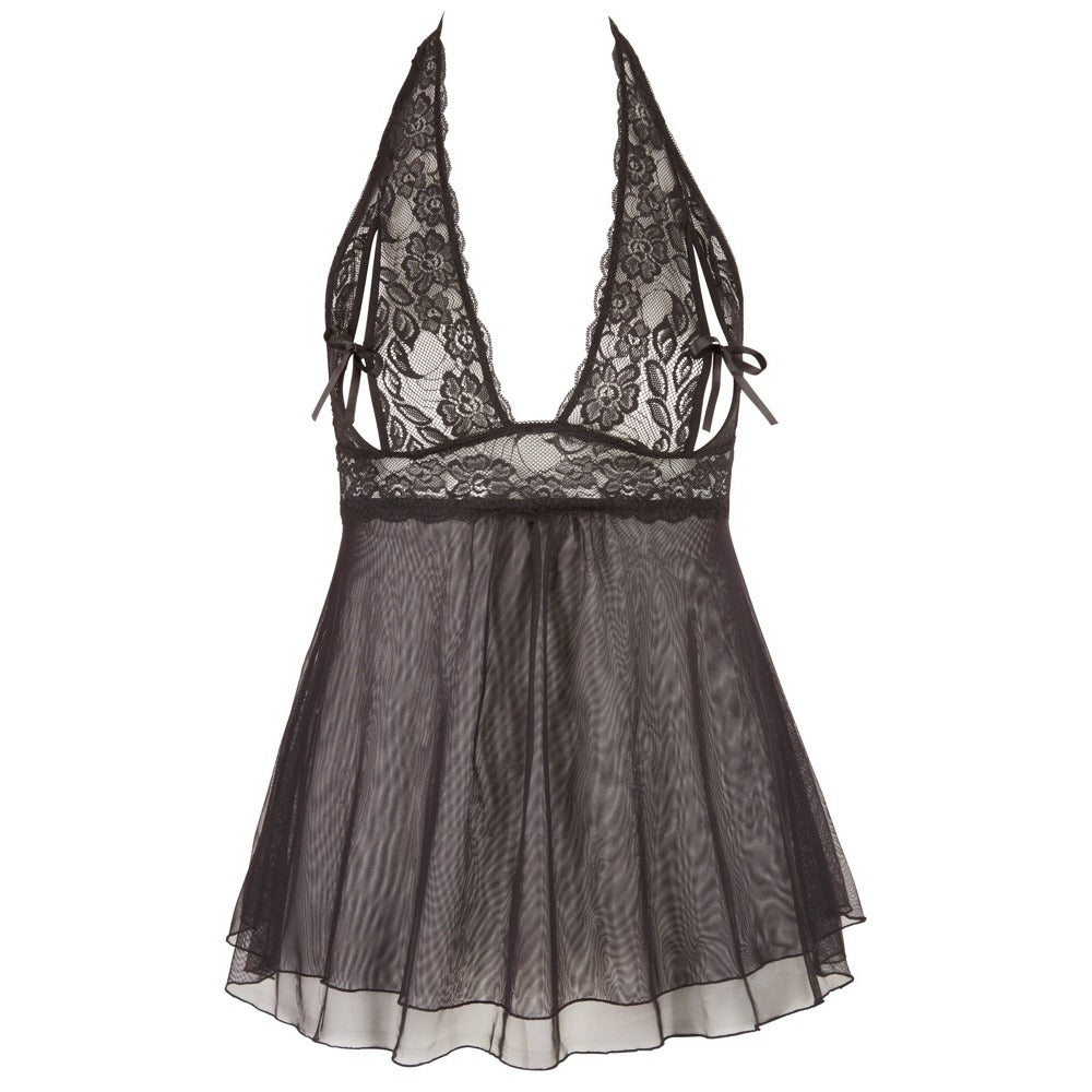 Vibrators, Sex Toy Kits and Sex Toys at Cloud9Adults - Cottelli Plus Size Halter Neck Babydoll Black - Buy Sex Toys Online