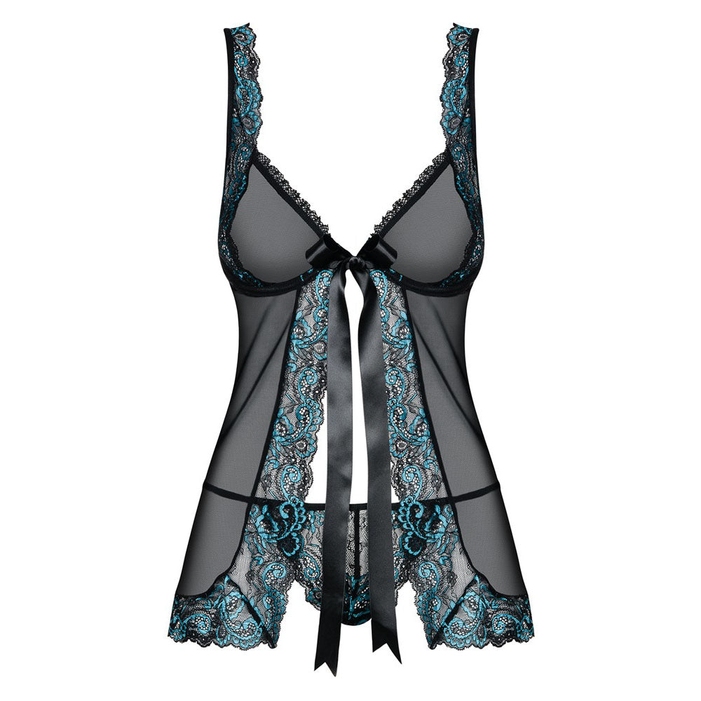 Vibrators, Sex Toy Kits and Sex Toys at Cloud9Adults - Obsessive Open Front Babydoll And String Black - Buy Sex Toys Online