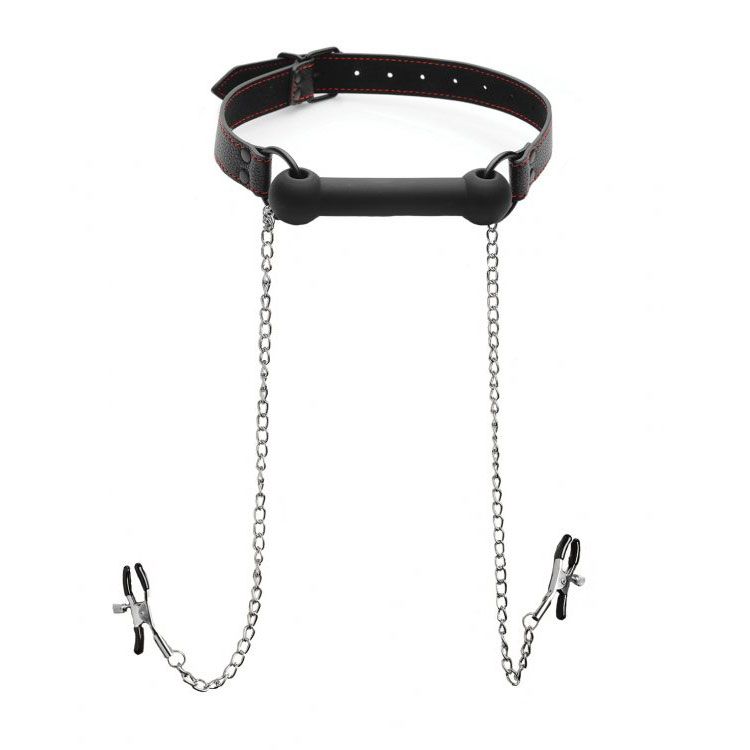 Vibrators, Sex Toy Kits and Sex Toys at Cloud9Adults - Silicone Bit Gag with Nipple Clamps - Buy Sex Toys Online