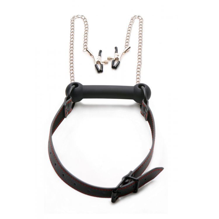 Vibrators, Sex Toy Kits and Sex Toys at Cloud9Adults - Silicone Bit Gag with Nipple Clamps - Buy Sex Toys Online