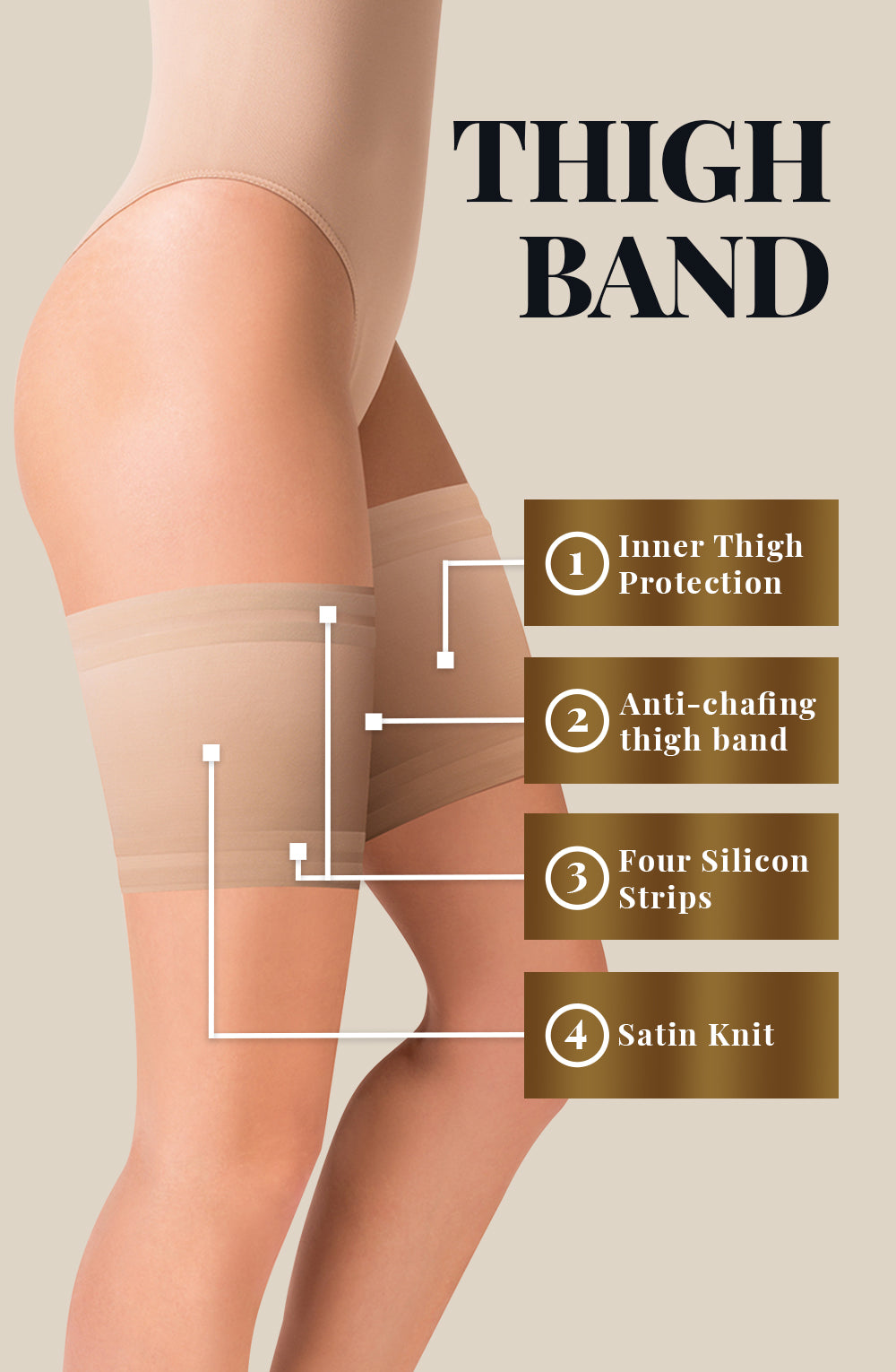 Vibrators, Sex Toy Kits and Sex Toys at Cloud9Adults - Gabriella Satin Thigh Band 510 Beige - Buy Sex Toys Online