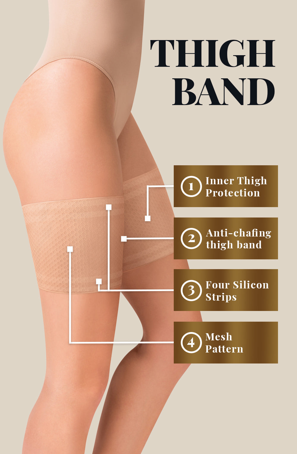 Vibrators, Sex Toy Kits and Sex Toys at Cloud9Adults - Gabriella Mesh Thigh Band 511 Beige - Buy Sex Toys Online