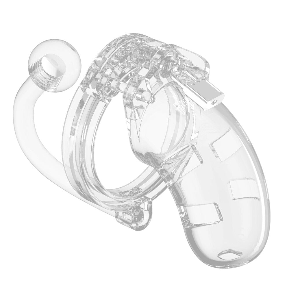 Vibrators, Sex Toy Kits and Sex Toys at Cloud9Adults - Man Cage 10 Male 3.5 Inch Clear Chastity Cage With Anal Plug - Buy Sex Toys Online