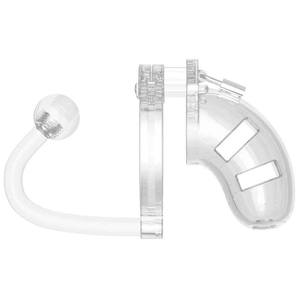 Vibrators, Sex Toy Kits and Sex Toys at Cloud9Adults - Man Cage 10 Male 3.5 Inch Clear Chastity Cage With Anal Plug - Buy Sex Toys Online