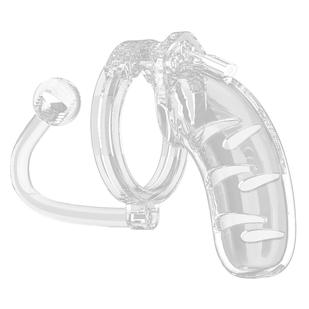 Vibrators, Sex Toy Kits and Sex Toys at Cloud9Adults - Man Cage 11 Male 4.5 Inch Clear Chastity Cage With Anal Plug - Buy Sex Toys Online