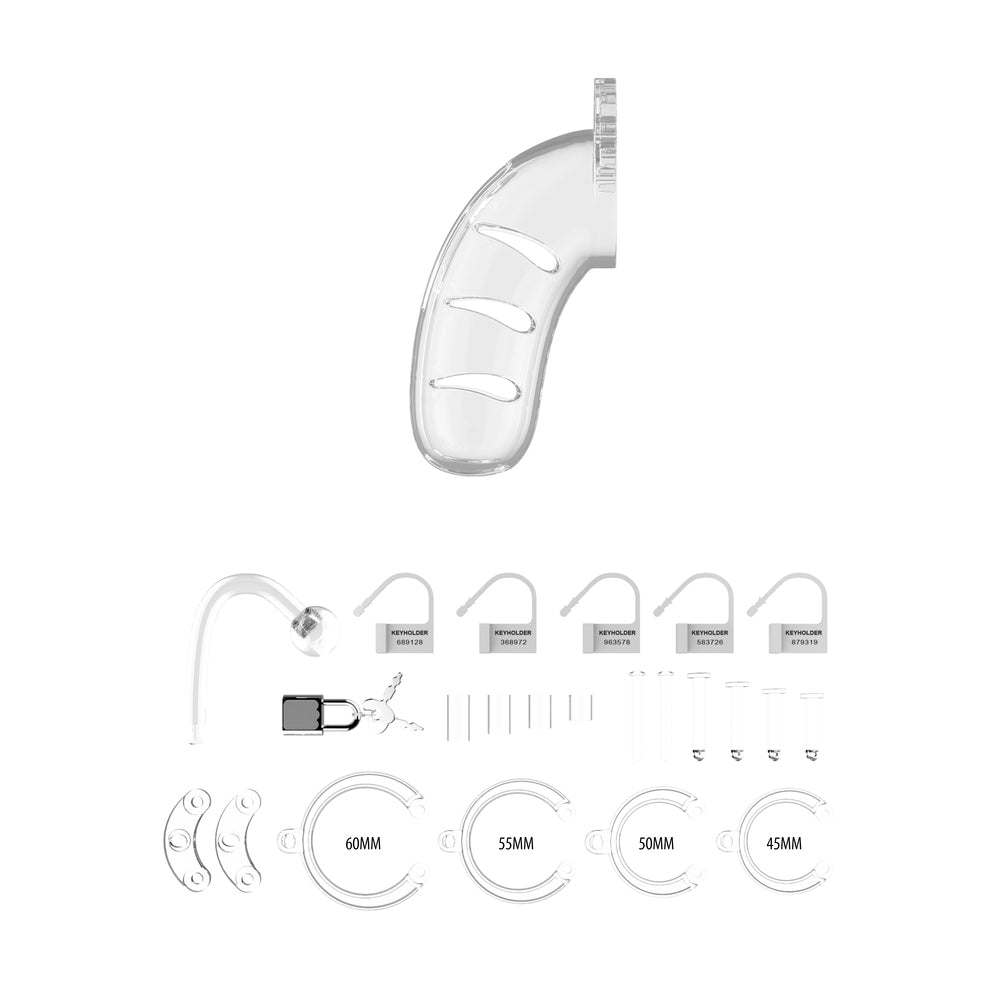 Vibrators, Sex Toy Kits and Sex Toys at Cloud9Adults - Man Cage 11 Male 4.5 Inch Clear Chastity Cage With Anal Plug - Buy Sex Toys Online