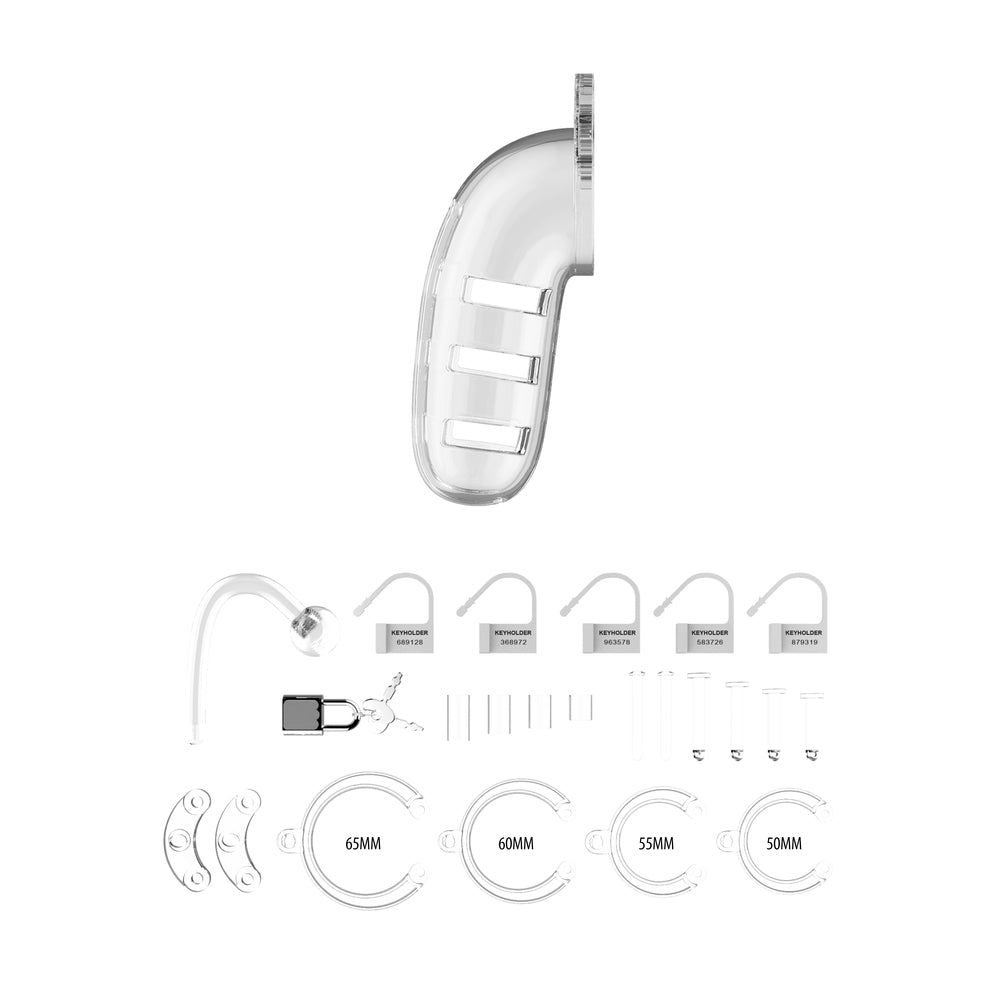 Vibrators, Sex Toy Kits and Sex Toys at Cloud9Adults - Man Cage 12 Male 5.5 Inch Clear Chastity Cage With Anal Plug - Buy Sex Toys Online