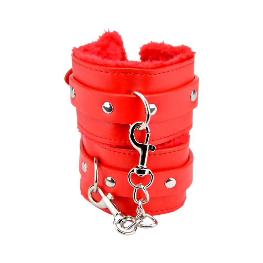 Vibrators, Sex Toy Kits and Sex Toys at Cloud9Adults - Bound to Please Furry Plush Wrist Cuffs Red - Buy Sex Toys Online