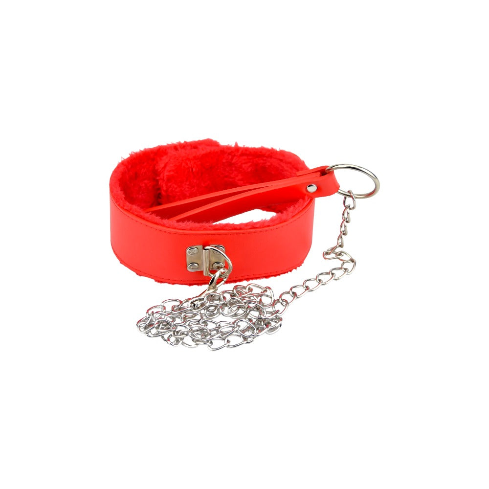 Vibrators, Sex Toy Kits and Sex Toys at Cloud9Adults - Bound to Please Furry Collar with Leash Red - Buy Sex Toys Online