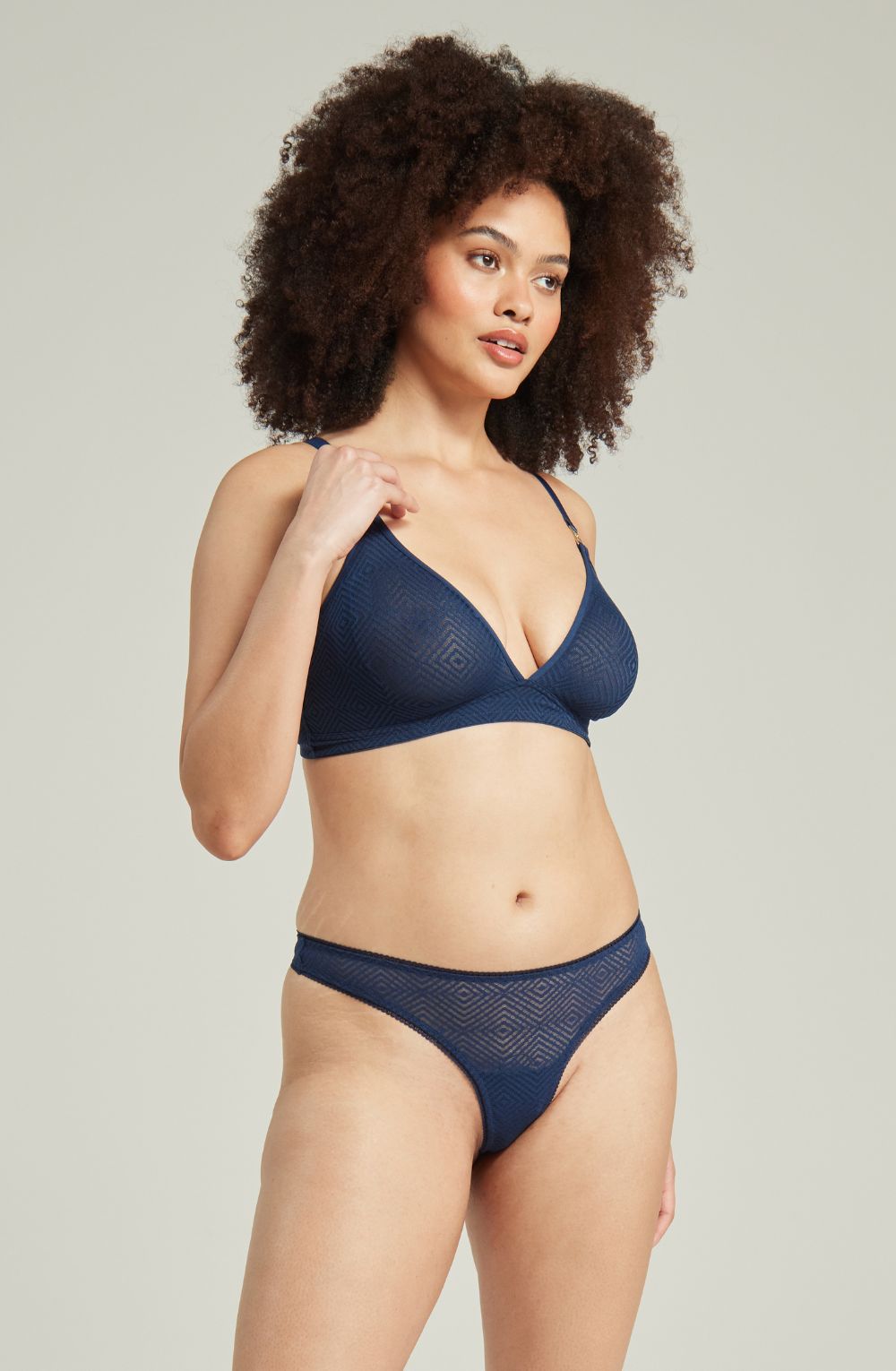 Vibrators, Sex Toy Kits and Sex Toys at Cloud9Adults - The Sheer Deco Barely There Thong Navy - Buy Sex Toys Online