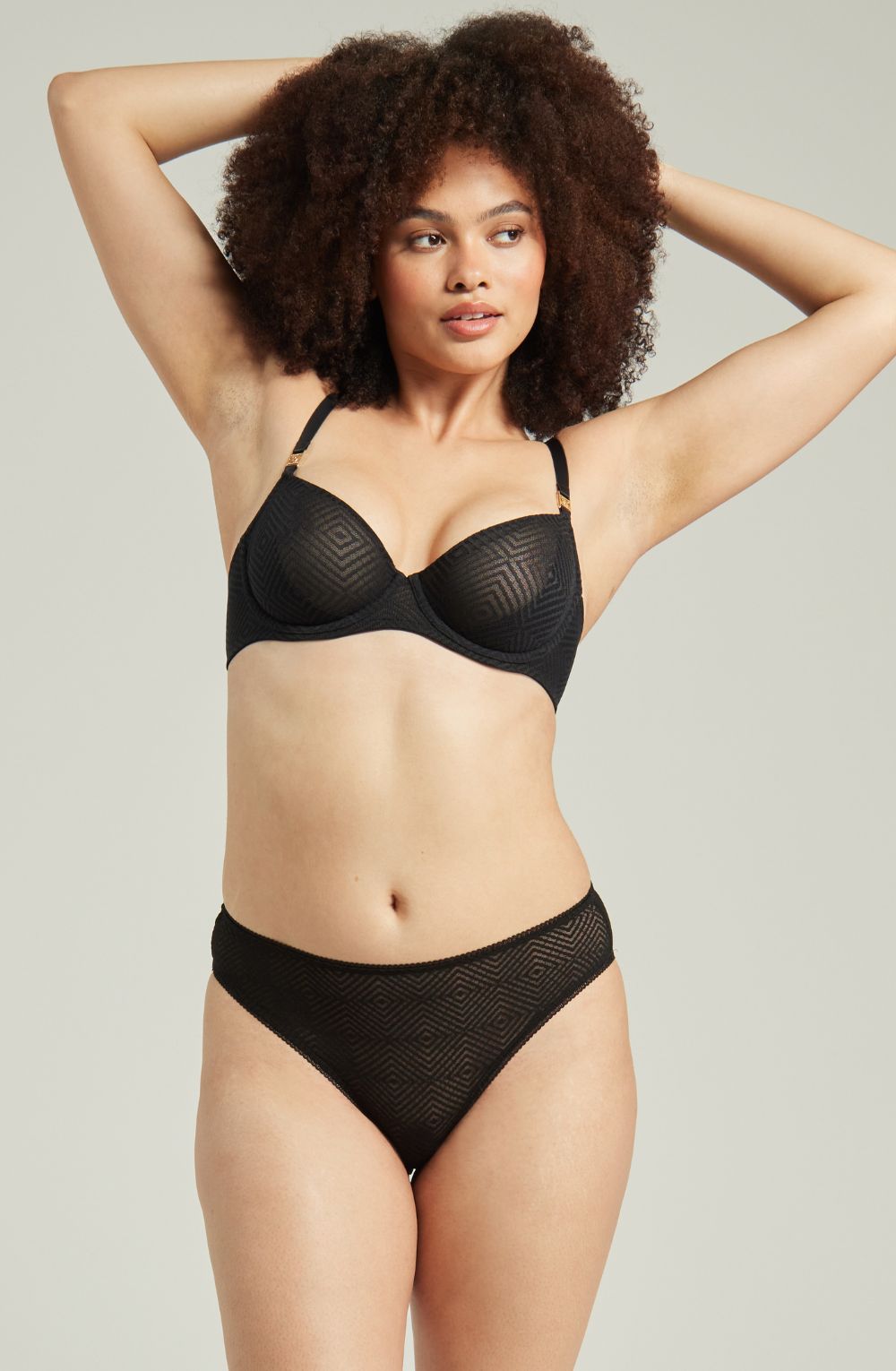 Vibrators, Sex Toy Kits and Sex Toys at Cloud9Adults - The Sheer Deco High Leg Brief Black - Buy Sex Toys Online