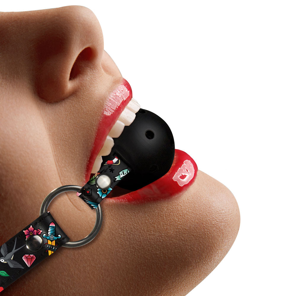 Vibrators, Sex Toy Kits and Sex Toys at Cloud9Adults - Ouch Breathable Ball Gag With Printed Leather Straps - Buy Sex Toys Online