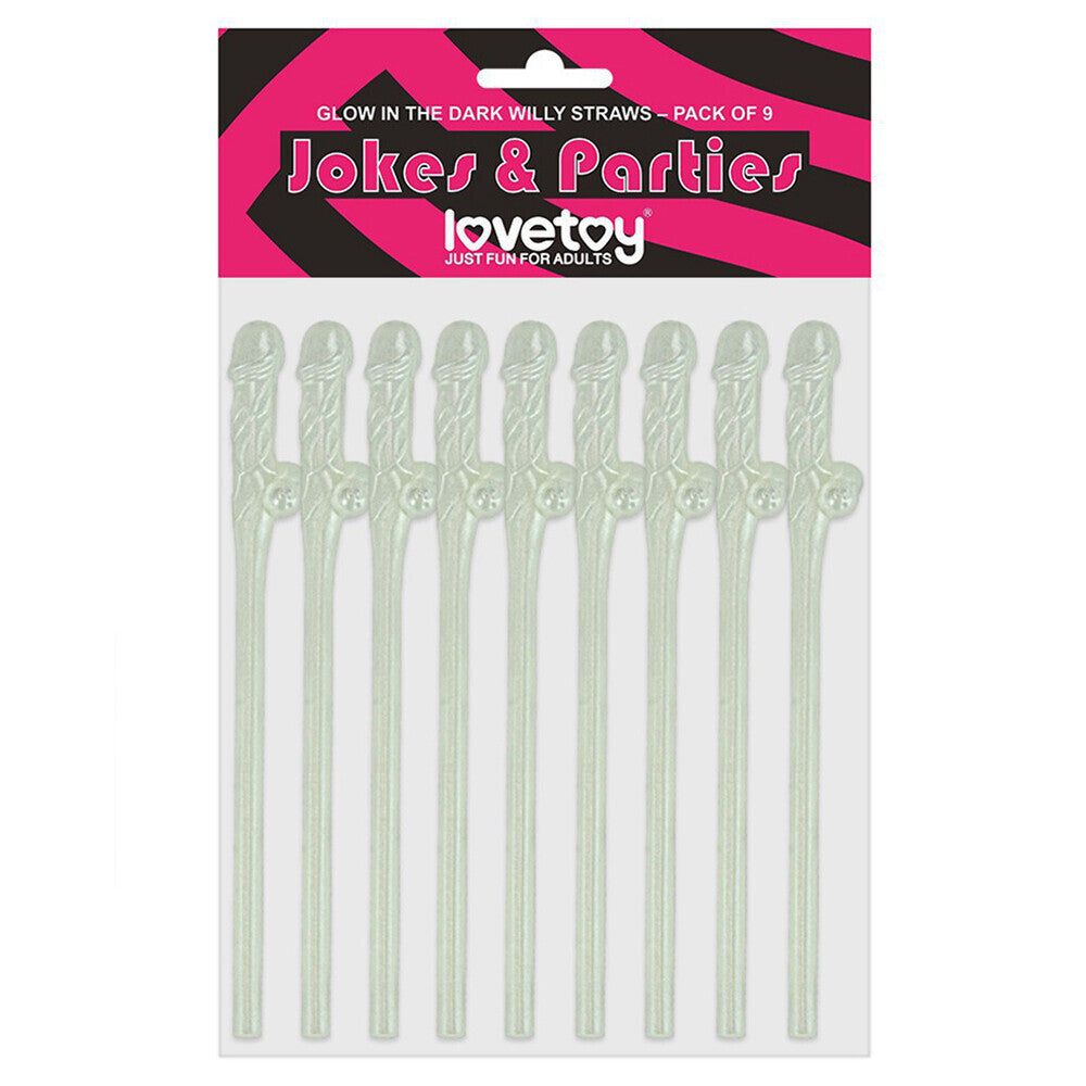 Vibrators, Sex Toy Kits and Sex Toys at Cloud9Adults - Lovetoy Pack Of 9 Willy Straws Glow In The Dark - Buy Sex Toys Online