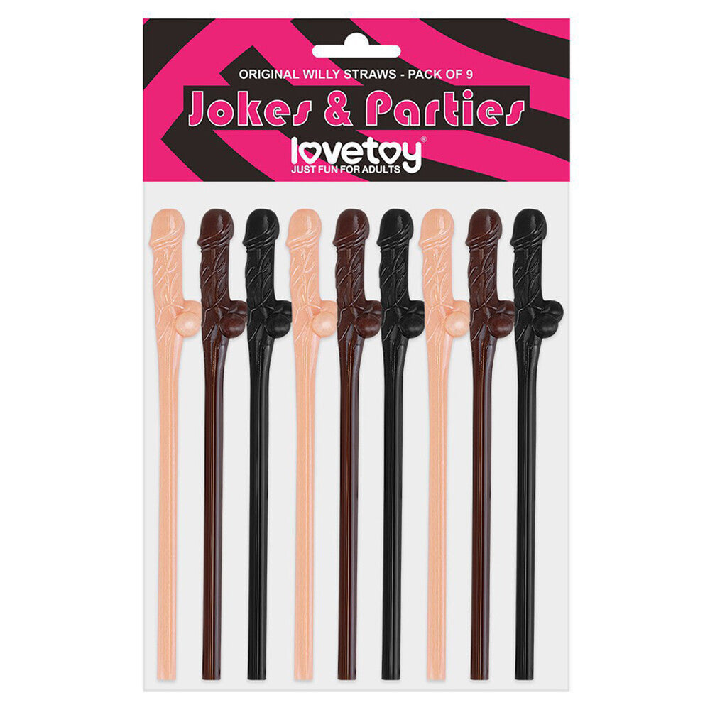 Vibrators, Sex Toy Kits and Sex Toys at Cloud9Adults - Lovetoy Pack Of 9 Willy Straws Black Brown And Pink - Buy Sex Toys Online