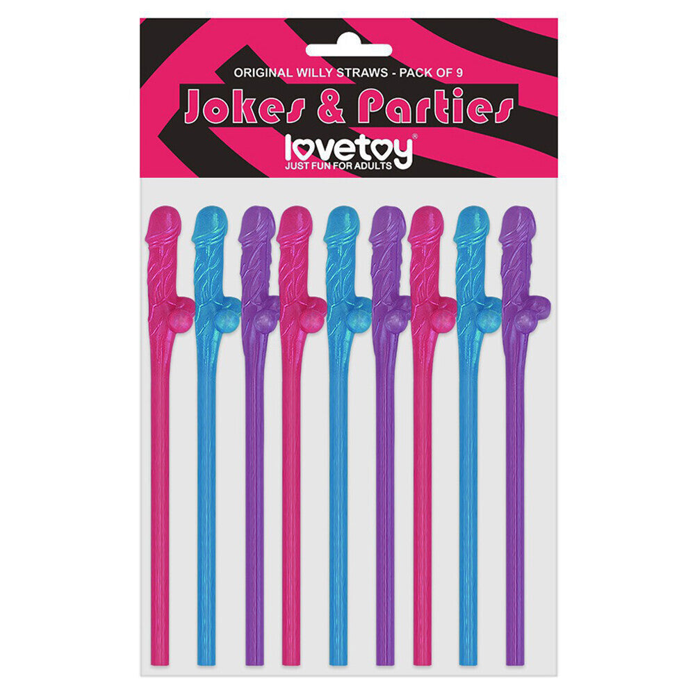 Vibrators, Sex Toy Kits and Sex Toys at Cloud9Adults - Lovetoy Pack Of 9 Willy Straws Blue Pink And Purple - Buy Sex Toys Online
