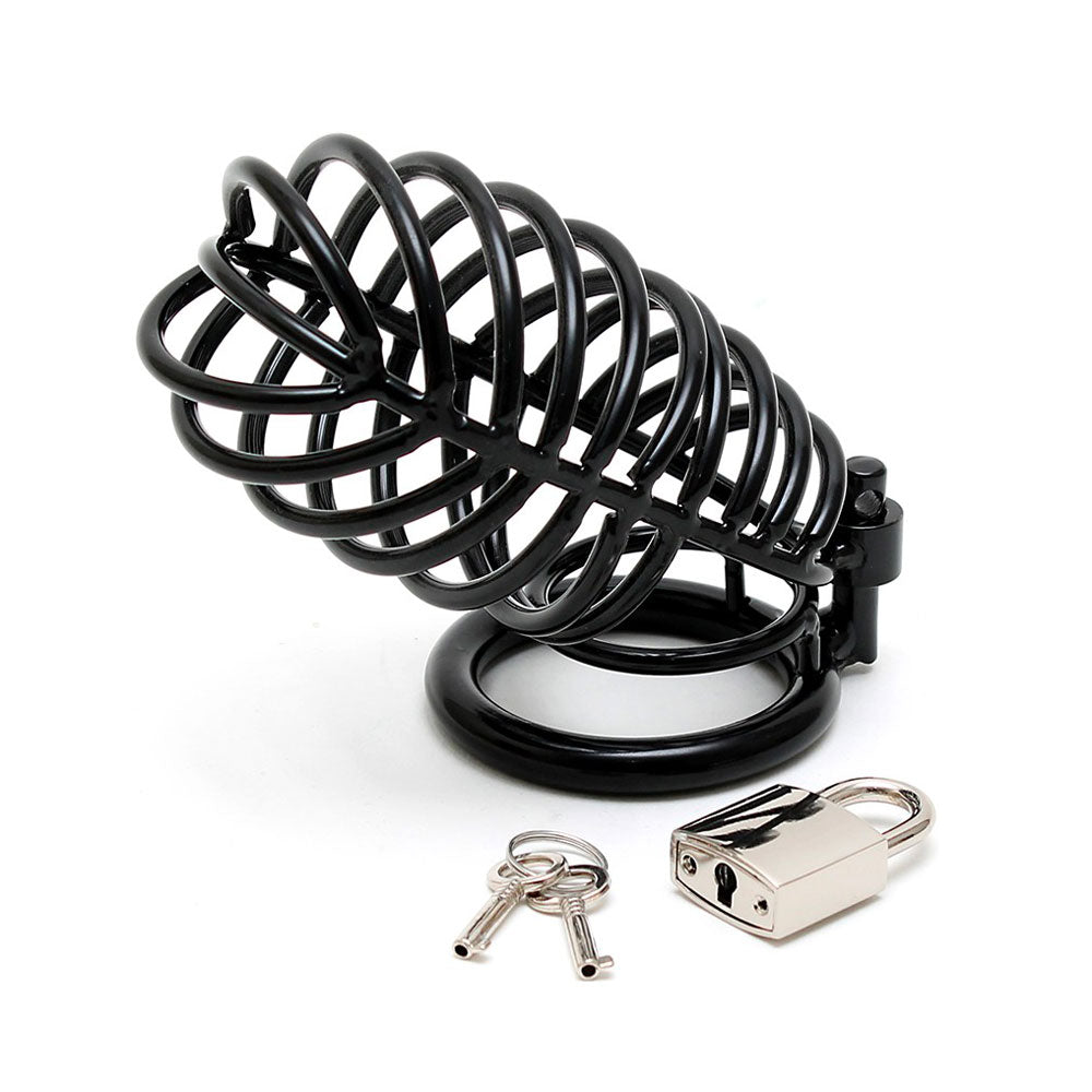 Vibrators, Sex Toy Kits and Sex Toys at Cloud9Adults - Black Metal Male Chastity Device With Padlock - Buy Sex Toys Online
