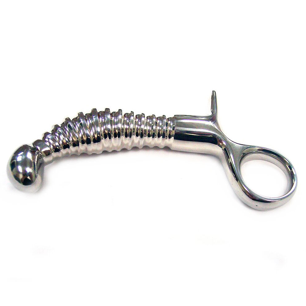Vibrators, Sex Toy Kits and Sex Toys at Cloud9Adults - Rouge Stainless Steel Ribbed Anal Probe With Handle - Buy Sex Toys Online