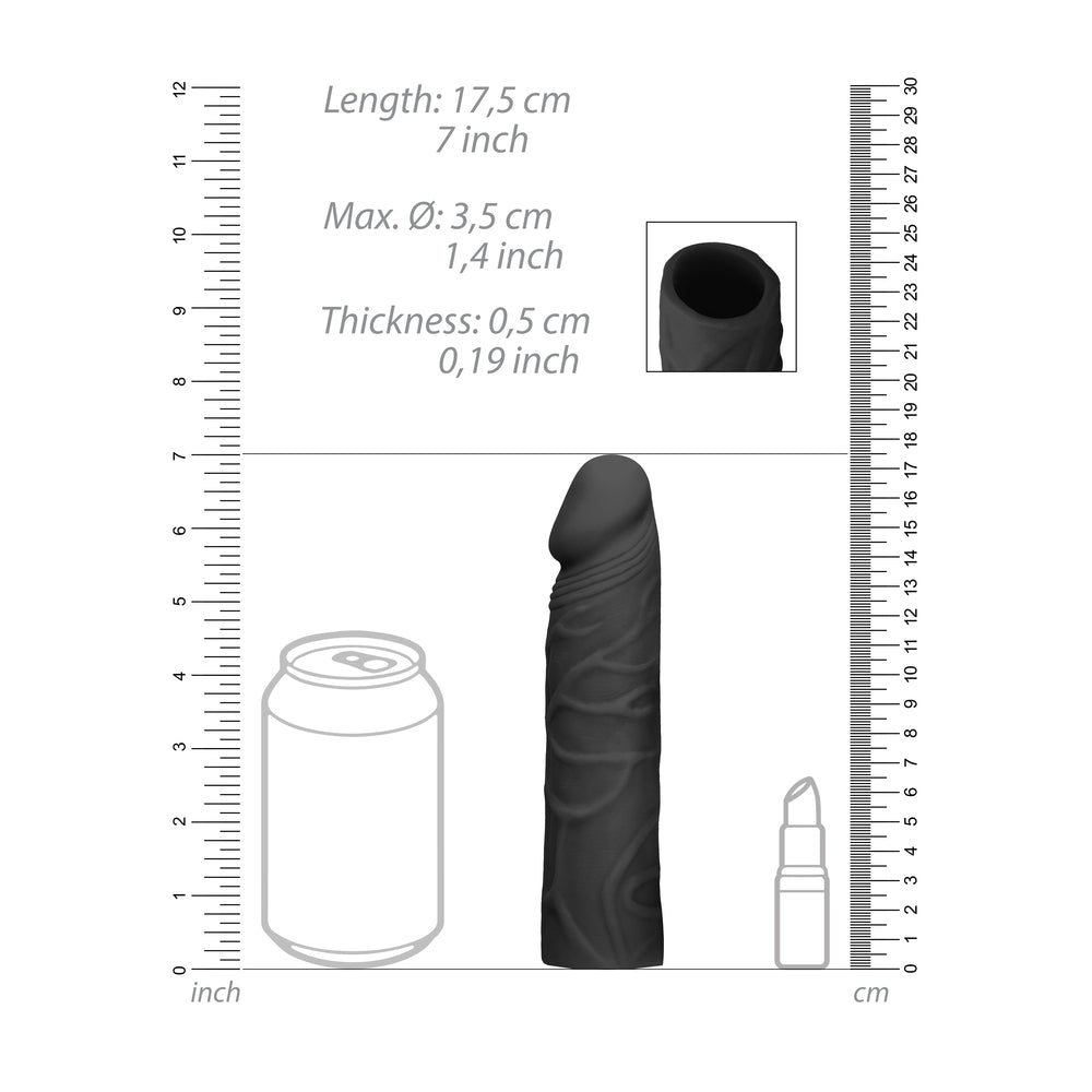 Vibrators, Sex Toy Kits and Sex Toys at Cloud9Adults - RealRock 7 Inch Penis Sleeve Black - Buy Sex Toys Online
