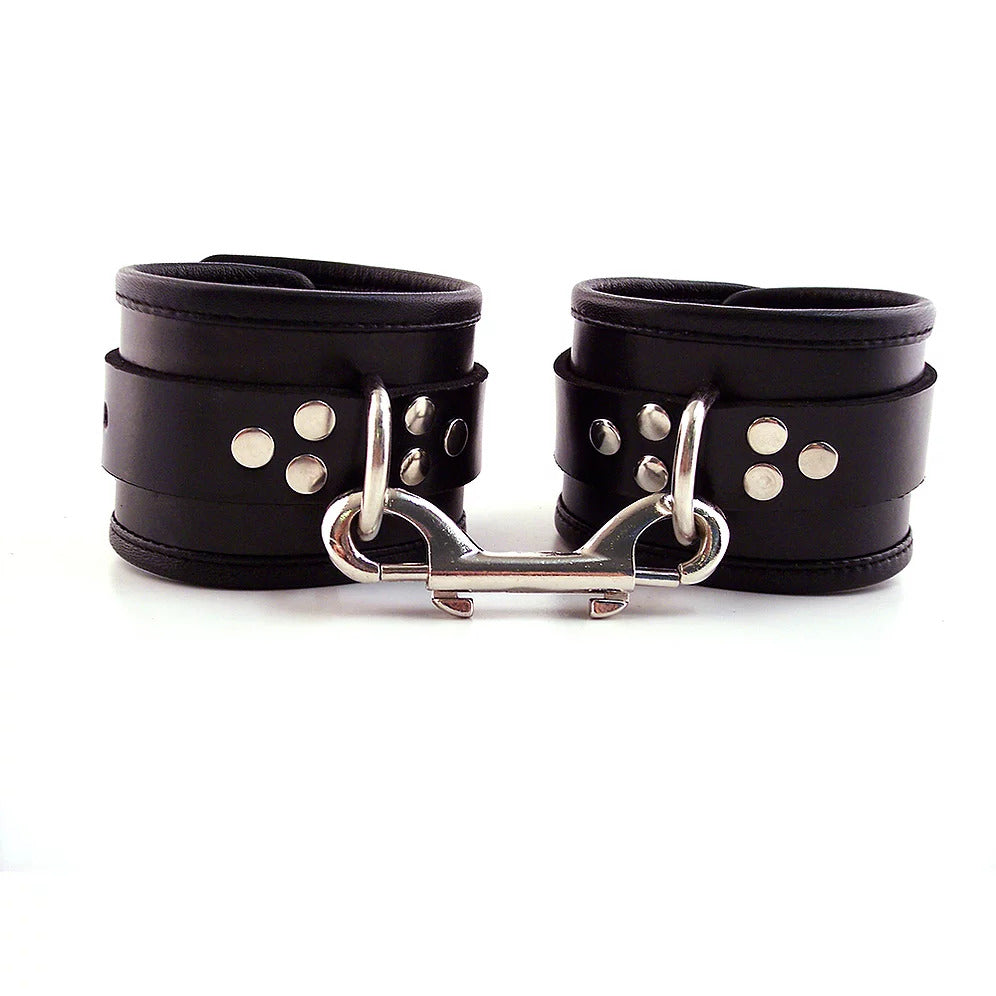 Vibrators, Sex Toy Kits and Sex Toys at Cloud9Adults - Rouge Garments Black Leather Ankle Cuffs With Piping - Buy Sex Toys Online