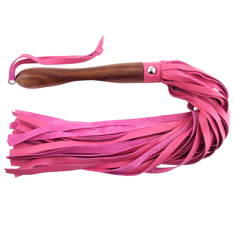 Vibrators, Sex Toy Kits and Sex Toys at Cloud9Adults - Rouge Garments Wooden Handled Pink Leather Flogger - Buy Sex Toys Online