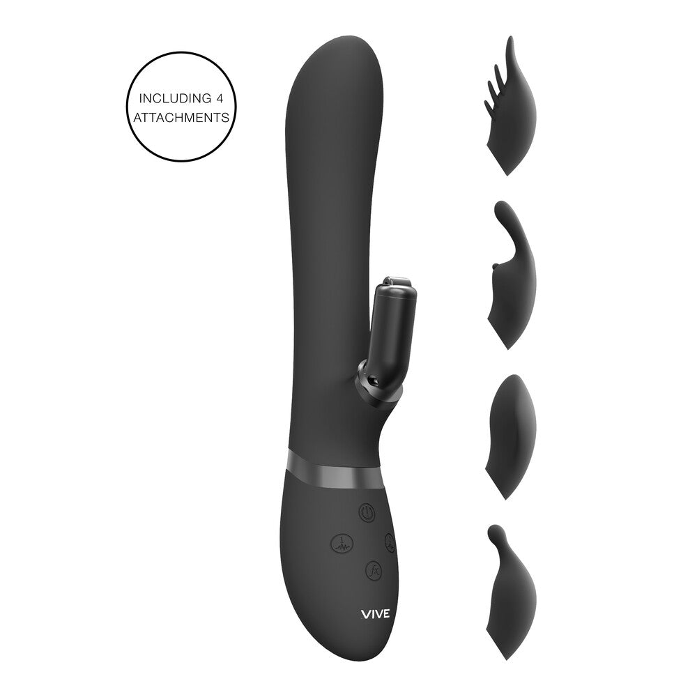 Vibrators, Sex Toy Kits and Sex Toys at Cloud9Adults - Vive Chou Double Action Interchangeable Rabbit Vibrator Black - Buy Sex Toys Online