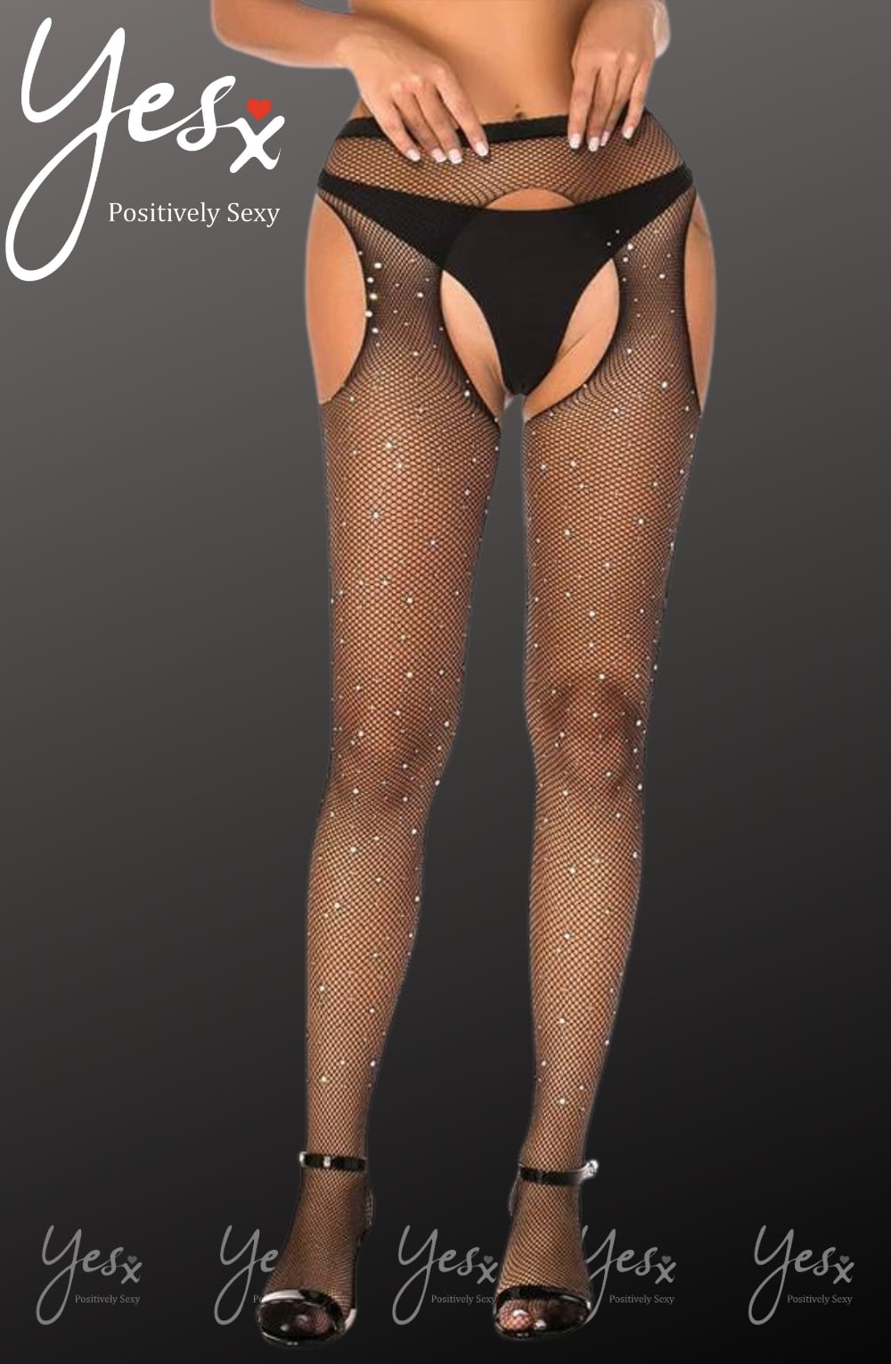 Vibrators, Sex Toy Kits and Sex Toys at Cloud9Adults - YesX YX850 Sparkly Fishnet Black - Buy Sex Toys Online
