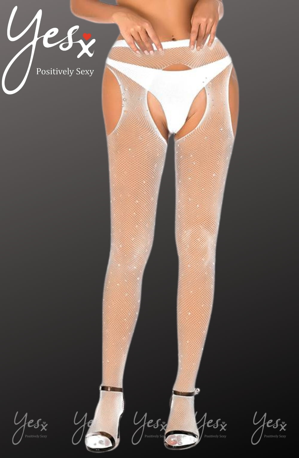 Vibrators, Sex Toy Kits and Sex Toys at Cloud9Adults - YesX YX851 Sparkly Fishnet White - Buy Sex Toys Online
