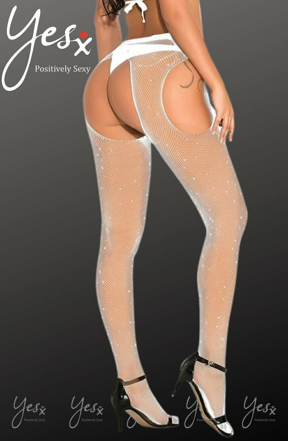 Vibrators, Sex Toy Kits and Sex Toys at Cloud9Adults - YesX YX851 Sparkly Fishnet White - Buy Sex Toys Online