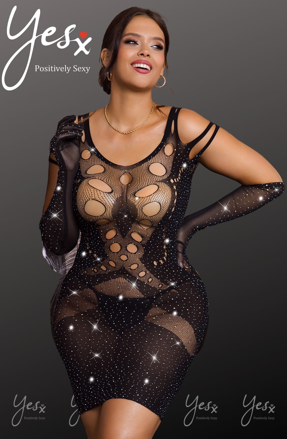 Vibrators, Sex Toy Kits and Sex Toys at Cloud9Adults - YesX YX853Q Sparkly Black Dress - Buy Sex Toys Online