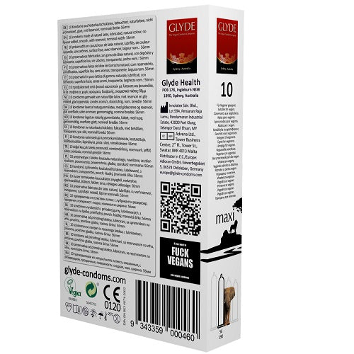 Vibrators, Sex Toy Kits and Sex Toys at Cloud9Adults - Glyde Ultra Maxi Vegan Condoms 10 Pack - Buy Sex Toys Online