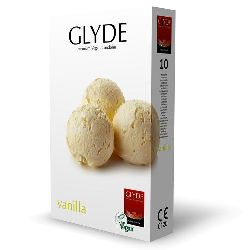Vibrators, Sex Toy Kits and Sex Toys at Cloud9Adults - Glyde Ultra Vanilla Flavour Vegan Condoms 10 Pack - Buy Sex Toys Online