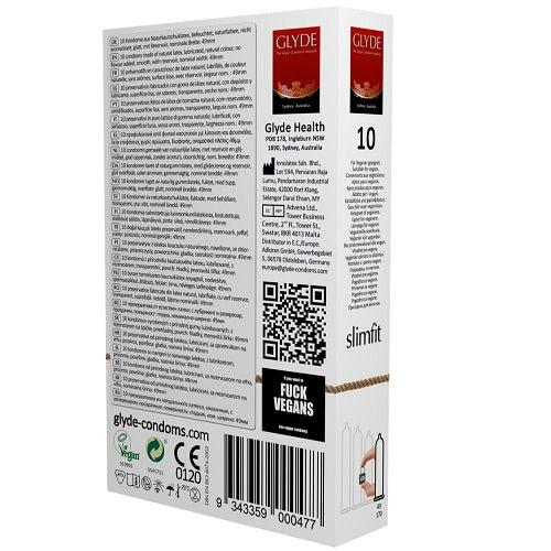 Vibrators, Sex Toy Kits and Sex Toys at Cloud9Adults - Glyde Ultra Slimfit Vegan Condoms 10 Pack - Buy Sex Toys Online