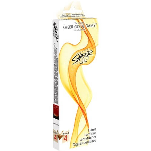 Vibrators, Sex Toy Kits and Sex Toys at Cloud9Adults - Sheer Glyde Vegan Dams Mixed Flavour 4 Pack - Buy Sex Toys Online