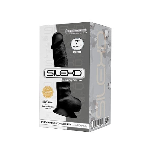 Vibrators, Sex Toy Kits and Sex Toys at Cloud9Adults - SilexD 7 inch Realistic Silicone Dual Density Dildo with Suction Cup and balls Black - Buy Sex Toys Online
