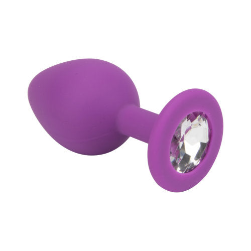 Vibrators, Sex Toy Kits and Sex Toys at Cloud9Adults - Loving Joy Jewelled Silicone Butt Plug Purple - Medium - Buy Sex Toys Online