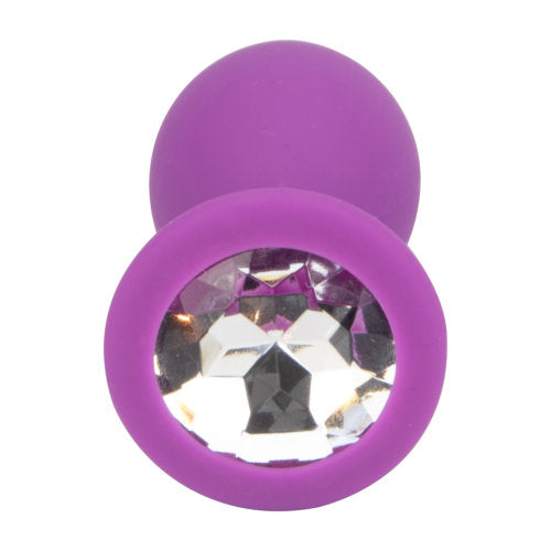 Vibrators, Sex Toy Kits and Sex Toys at Cloud9Adults - Loving Joy Jewelled Silicone Butt Plug Purple - Medium - Buy Sex Toys Online