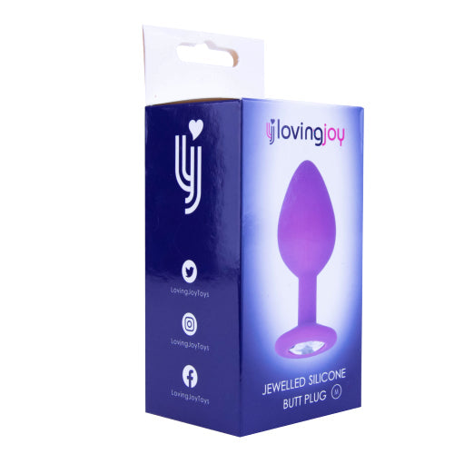 Vibrators, Sex Toy Kits and Sex Toys at Cloud9Adults - Loving Joy Jewelled Silicone Butt Plug Purple - Medium - Buy Sex Toys Online