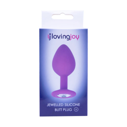 Vibrators, Sex Toy Kits and Sex Toys at Cloud9Adults - Loving Joy Jewelled Silicone Butt Plug Purple - Medium - Buy Sex Toys Online