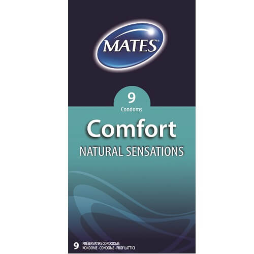 Vibrators, Sex Toy Kits and Sex Toys at Cloud9Adults - Mates Comfort Natural Sensations Condoms 9 Pack - Buy Sex Toys Online