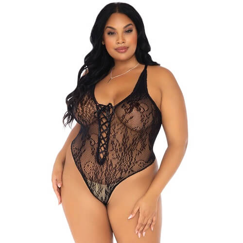 Vibrators, Sex Toy Kits and Sex Toys at Cloud9Adults - Leg Avenue Plus Size Floral Lace Thong Body - Buy Sex Toys Online