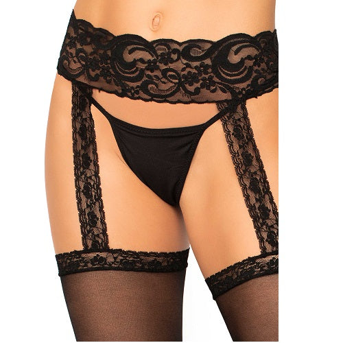 Vibrators, Sex Toy Kits and Sex Toys at Cloud9Adults - Leg Avenue Sheer Thigh High Stockings with attached Lace Garterbelt - Buy Sex Toys Online