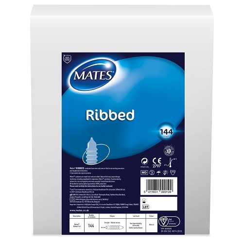 Vibrators, Sex Toy Kits and Sex Toys at Cloud9Adults - Mates Ribbed Condom BX144 Clinic Pack - Buy Sex Toys Online